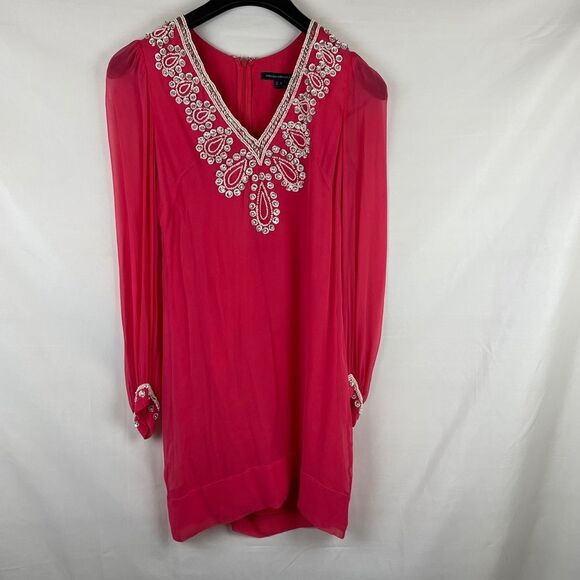 FCUK French Connection Bex Beaded Dress silk size 2 - Picture 3 of 10